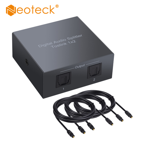 Neoteck Aluminum Alloy 2 Port SPDIF Toslink Optical Digital Audio Splitter 1x2 Optical Splitter 1 In 2 Out Support DTS AC3 ► Photo 1/6