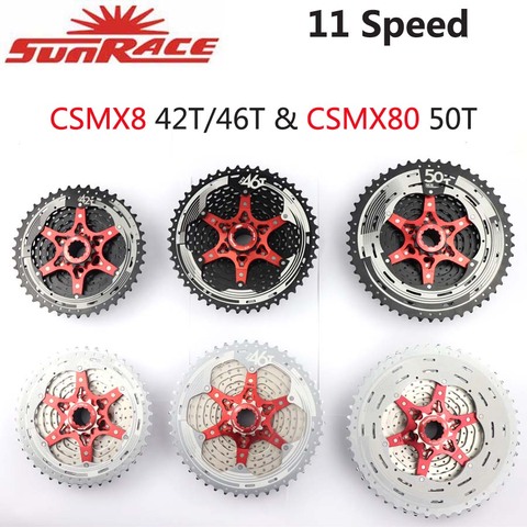 SunRace 11 Speed Cassette Flywheel CSMX8 CSMX80 CSMS8 CSRX8 Mountain Bike Bicycle MTB 11-40T 11-42T 11-46T 11-50T Bicycle Parts ► Photo 1/1