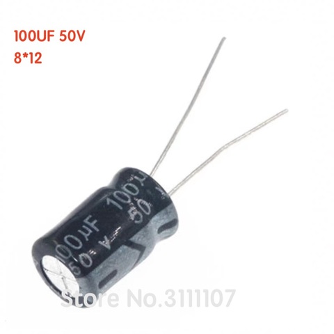 20PCS/LOT 100UF 50V 8*12  Aluminum electrolytic capacitor Electrolytic Capacitor 50v 100uf ► Photo 1/1