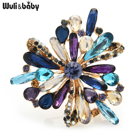 Wuli&baby New Crystal Palace Flower Brooches Women Unisex 3-color Snowflake Office Party Brooch Pins Gifts ► Photo 1/5