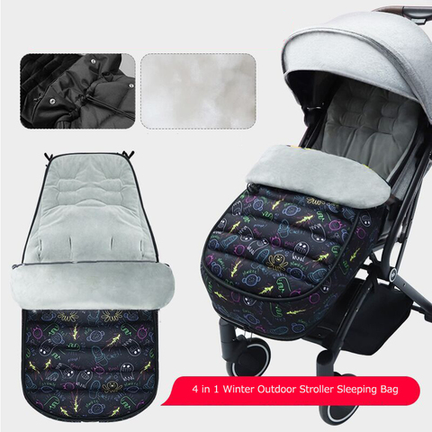 Winter Outdoor Baby Stroller Sleeping Bag Envelopes Warm Waterproof Footmuff Universal Thicken Cushion Windshield Sleepsacks ► Photo 1/6
