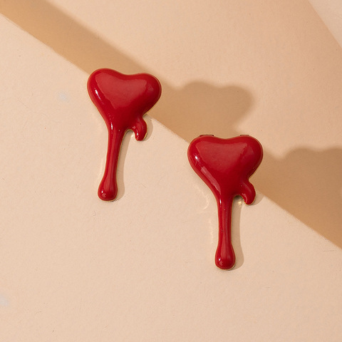 Halloween Bleeding Heart Red Stud Earrings For Women Girl Funny Terrifying Unique Earring Studs Female Statement Jewelry 2022 ► Photo 1/6