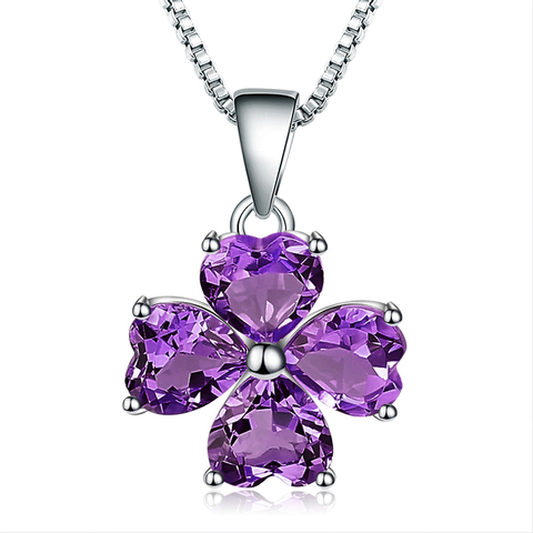 Gem's Ballet 3.31Ct Natural Amethyst Gemstone 925 Sterling Silver Clover Pendant Necklace Fine Jewelry For Women Wedding ► Photo 1/6