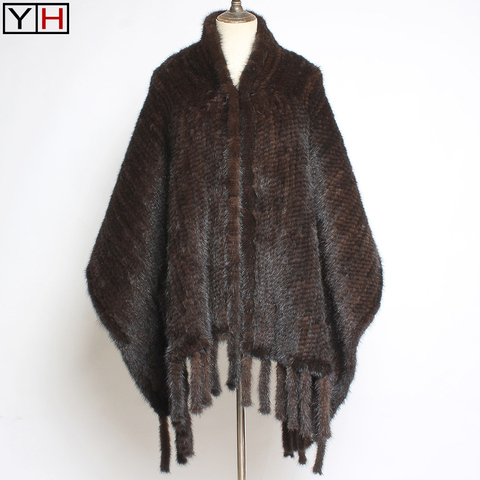 2022 Lady Luxury Authentic Mink Fur Shawl Scarf Winter 100%Natural Mink Fur Real Scarf Shawl Fashion Genuine Mink Fur Ponchos ► Photo 1/6