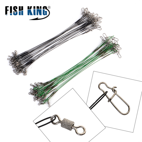 20pcs 16/20/25cm Anti-bite Steel Wire Leader Leashes For Fishing 50LB With Swivel Fishing Lure Accessories Pike Bass ► Photo 1/6