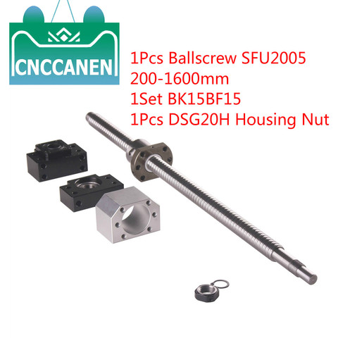 CNC Ballscrew Set 1 Set Ballscrew Ball Screw SFU2005 End Machined With Nut & 1Set BK15BF15 End Support & DSG20H Ballnut Housing ► Photo 1/6