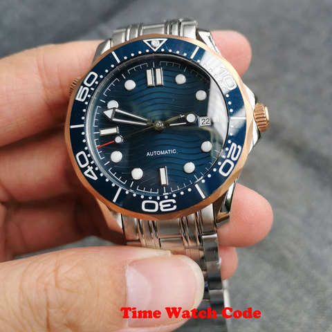 Golden 41 mm Automatic Men's Wristwatch Miyota 8215 NH35 movement date indicator sapphire glass luminous ceramic bezel Bliger ► Photo 1/5