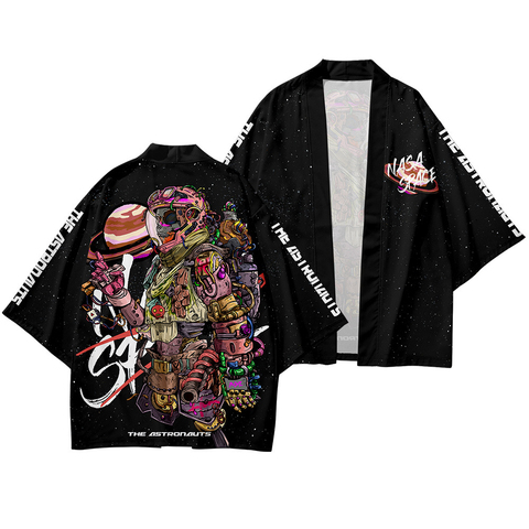 2022 Men Cardigan Japan Harajuku Yukata Robe Traditional Clothes Japanese Style Skeleton Astronaut Print Kimono Streetwear ► Photo 1/3