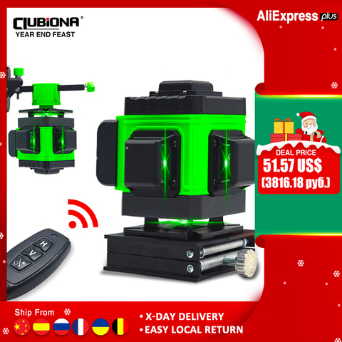 CLUBIONA  IE12A Wireless Remote Control 3D Green Laser Level 360 Degree 12 Lines With Li-ion Battery Floor Lift and Wall Bracket ► Photo 1/6