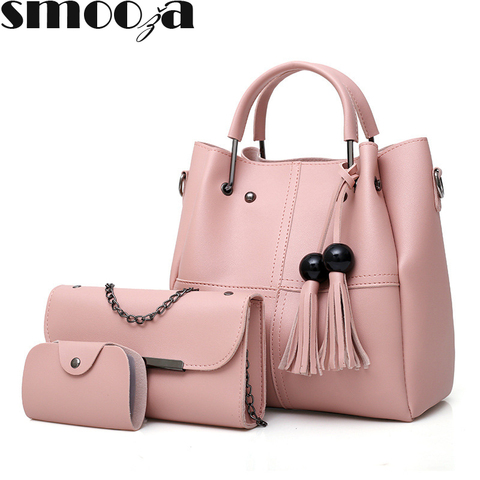 SMOOZA Women Shoulder Bags 2022 New Fashion One-Shoulder Portable Messenger Bag Ladies Three-Piece Tassel Composite Bags ► Photo 1/6