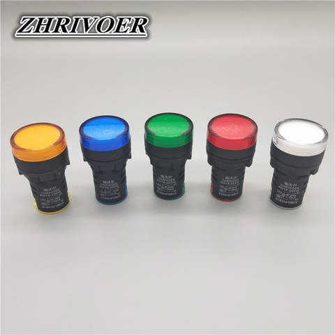 22mm AD16-22D/S LED Power Indicator Light General signal lamp AC/DC 12V 24V 36V 48V 110V 220V 380V Green Red Blue White Yellow ► Photo 1/6