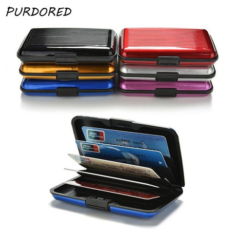 PURDORED 1 Pc Men Aluminum Bank Card Holder Blocking Hard Case Wallet Solid Credit  Card Anti-RFID Scanning Protect Card Holder - Price history & Review, AliExpress Seller - PURDORED Official Store