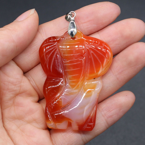 Natural Agates Pendants Charms Stone Elephant Shape Pendants DIY for Necklace or Jewelry Making Size 38x50mm ► Photo 1/6