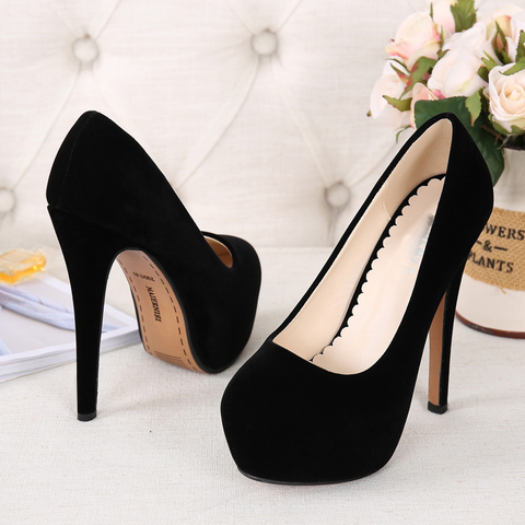 Extreme High Heels Platform Pumps 14cm Sexy Ladies Shoes Party Stiletto Heels 4cm Waterproof Women's Shoes Size 46 Round-Toe ► Photo 1/6