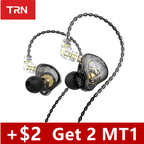 Newest TRN MT1 In Ear Earphone Dynamic DJ Monitor IEM Earbud HIFI Sport Noise Cancelling Headsets TRN M10 TA1 ST1 V90s T300 ► Photo 1/6