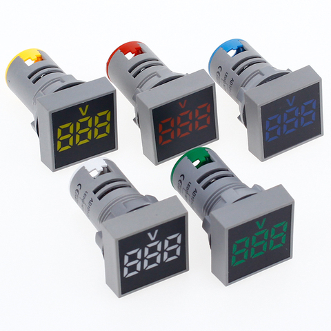22MM AC 12-500V Voltmeter Square Panel LED Digital Voltage Meter Indicator Light ► Photo 1/6