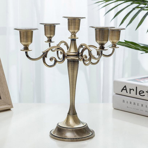 Hot Metal Silver/Gold Plated Candle Holders 3-Arms Stand Zinc Alloy High Quality Pillar For Wedding Portavelas Candelabra ► Photo 1/6