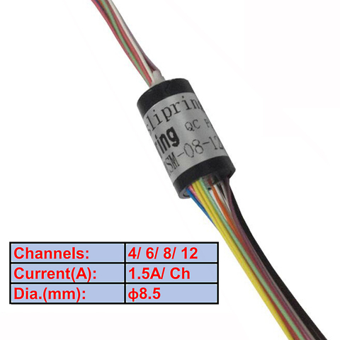 Micro Slip Ring 8.5mm 4/6/8/12 Channel 1.5A Rotate Slip Ring for PTZ Hand Gimbal RC and Rotor Devices ► Photo 1/2