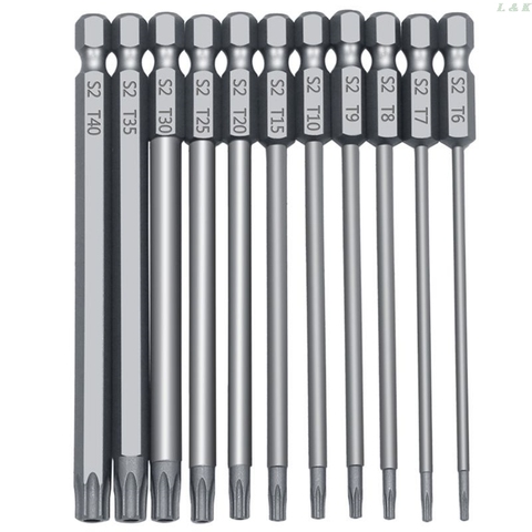 11/12pcs Tamper Proof Security Drill Bit Set Torx Screwdriver Flat Head 1/4