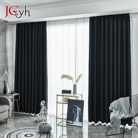 Modern Solid Blackout Curtains For Living Room Bedroom Curtains For Window Treatment Blinds Drapes Thick High Shading Curtains ► Photo 1/6