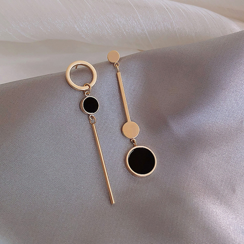 Asymmetric Korean Style Popular Design Long Earrings Hollow Circle Metal Ball boucles d'oreilles pendantes ► Photo 1/6