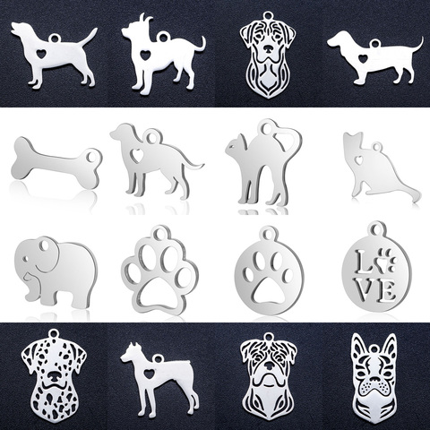 10pcs/lot diy dachshund dog cat paw stainless steel charm pendant wholesale hummingbird bone jewelry bracelet connector charms ► Photo 1/6