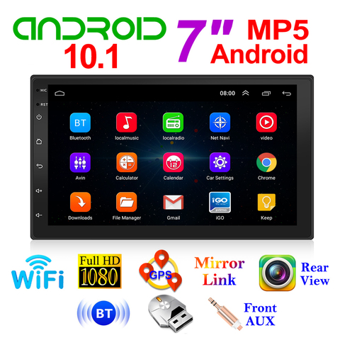 2 Din Android 10.1 Car Radio Multimedia Video Player Double Stereo GPS Navigation Bluetooth Wifi Player Head Unit 7 inch Screen ► Photo 1/6