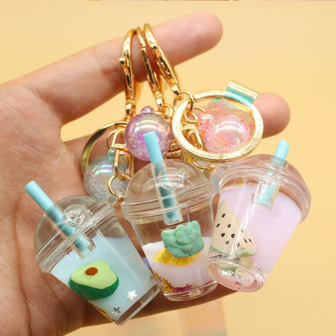 All kinds of fruit juice drinks a cup of key chain pendant girl bag car key pendant key chain ► Photo 1/5