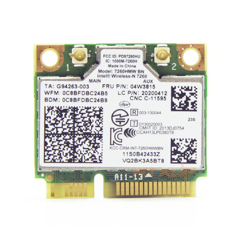 Intel Wireless-N 7260 7260HMW BN 300Mbps Wifi Bluetooth BT4.0 FRU:04W3815 for IBM Lenovo Thinkpad Y410/Y510/U330/U330 Touch ► Photo 1/2