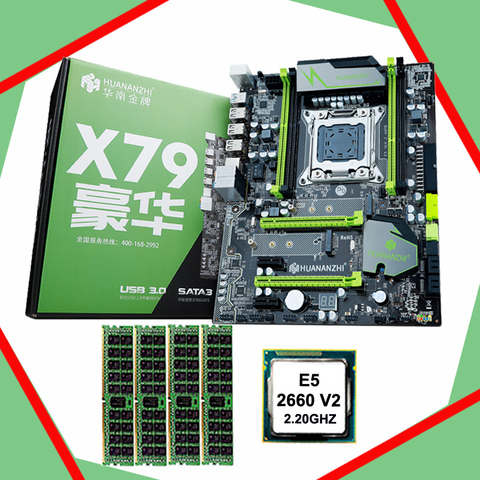 2022 hot sell Brand HUANAN ZHI X79 LGA2011 motherboard with M.2 slot CPU Xeon E5 2660 V2 SR1AB 2.2GHz RAM 16G(4*4G) DDR3 REG ECC ► Photo 1/6