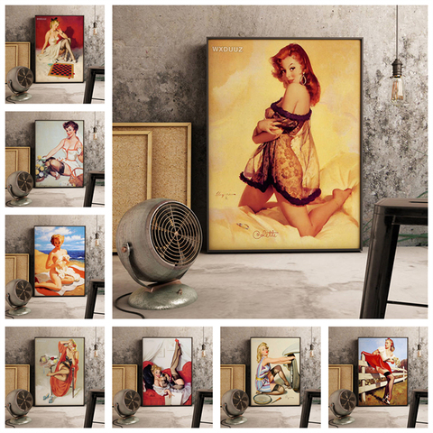 Home wall decoration antique sexy naked girl retro style Cartoon Home Decor Art Decor living posters canvas painting M794 ► Photo 1/3