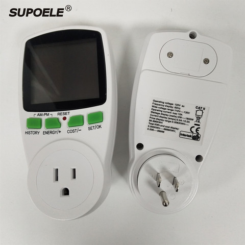 EU UK Plug Socket Digital Wattmeter Meter Power Consumption Watt Energy Meter KWh AC 220V 110V Electricity Analyzers Monitors ► Photo 1/6