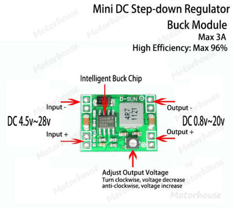 Mini DC-DC Buck Step-down Volt Regulator Module DC 4.5v-28v to DC 3.3v 5v 9v 12v 3A Adjustable Voltage Converter ► Photo 1/3