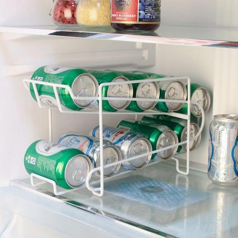 New Kitchen Refrigerator Fresh Drink Beer Cola Cans Storage Rack Solid Double-layer Finishing Shelf Beverage Cans Storage Rack ► Photo 1/6