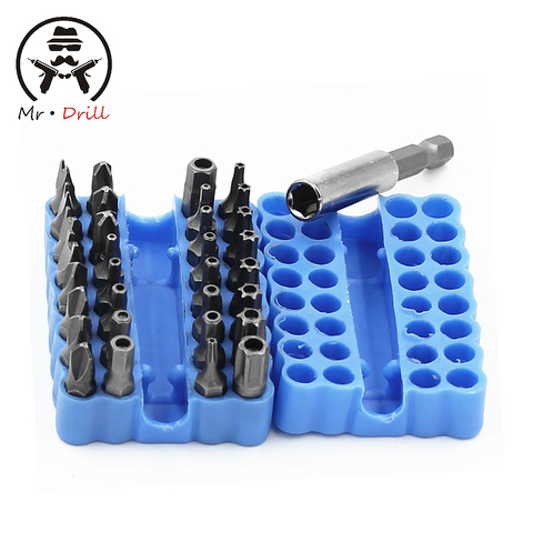 33pcs/set Bits Set Sturdy Chrome Vanadium Steel Screwdriver bit Head Set Torx Hex Tri-Wing Spanner Cross-head Bits with case ► Photo 1/5