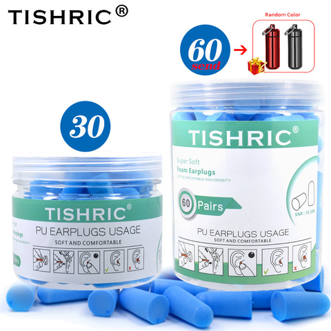 TISHRIC Noise Cancelling 35.5db Ear Plugs Anti-noise sleeping Soft Foam EarPlugs Noise Reduction For Travel Study 30/60 pairs ► Photo 1/6