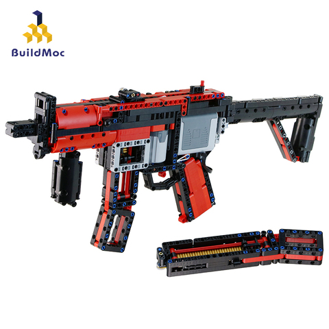 BuildMoc Pistol Motor Power MP5 29369 Submachine Gun Military Model Ww2 Building Blocks For Technic City Police Swat Toys Boys ► Photo 1/6