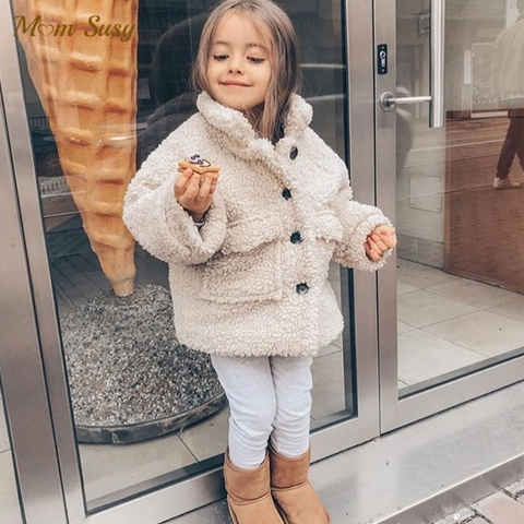 Fashion Baby Girl Boy Winter Jacket Thick Lamb Wool Infant Toddler Child Warm Sheep Like Coat Baby Outwear Cotton 1-8Y ► Photo 1/6