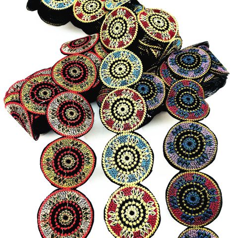 1 Yard Vintage 3D Round  Embroidery  Ribbon Boho Lace Trim DIY Clothes Bag Accessories Embroidered Fabric Width 5cm ► Photo 1/6