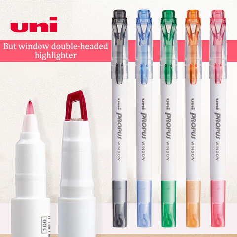 1pcs UNI PROPUS Double-headed Highlighter PUS-103T Imported From Japan, Window Is Soft and Does Not Hurt Eyes ► Photo 1/6
