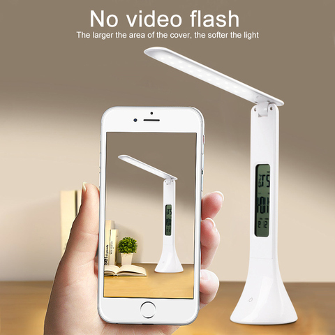 New Led Desk Lamp Foldable, Touch Table Lamp With Clock