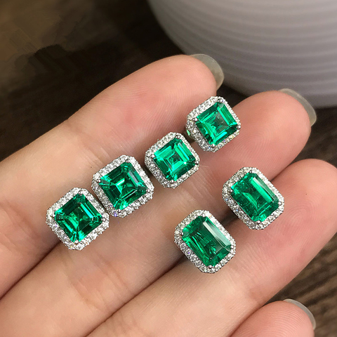 Huitan Gorgeous Green Cubic Zirconia Stud Earrings for Women Noble Wedding Party Earring Fine Birthday Gift Lady Fashion Jewelry ► Photo 1/6