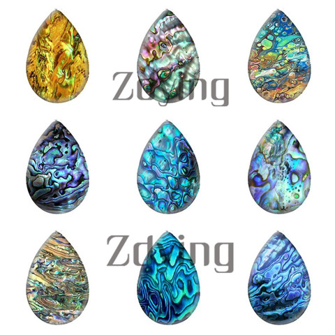 Zdying 5pcs/lot Seashell abalone Water Tear Drop Shape Glass Photo Cabochon Demo Flat Back Making Jewelry Findings Dropshipping ► Photo 1/6