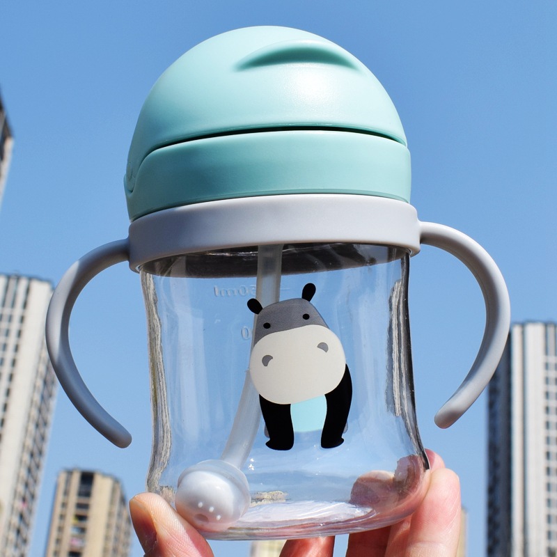 320ml Baby Feeding Bottle Kids Cup Wheat Straw Sippy Children Leak proof  Drinking Cups Cartoon Infant Straw Handle Drinkware - AliExpress