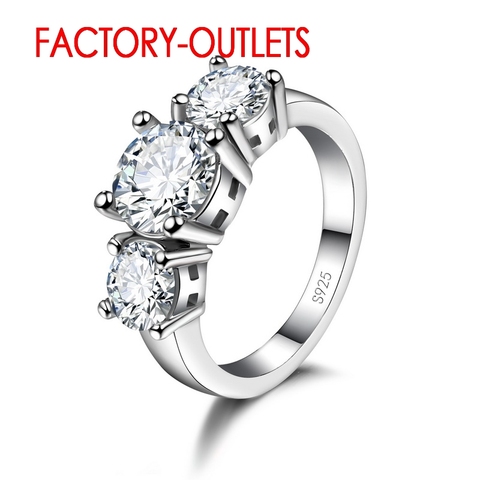 925 Sterling Silver Ring CZ Cubic Zirconia Prong Setting 7 Colours Fashion Jewelry Women Girls Party Engagement Wholesale ► Photo 1/6