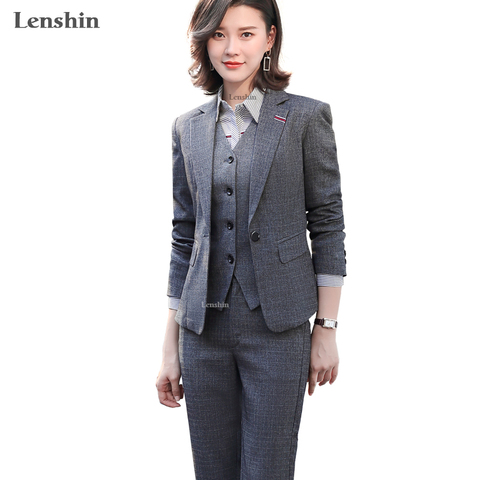 Lenshin 3 Pieces Business Suit Set for Office Lady Women High-quality Work Wear Women Pant Suits Formal Blazer Vest Trouser ► Photo 1/6