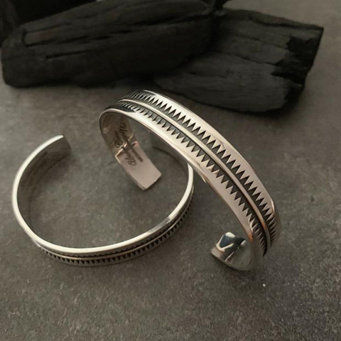 XIYANIKE 925 Sterling Silver 2022 New Arrival Vintage Thai Silver Serrated Indian Opening Bracelet Neutral Fashion браслет Gifts ► Photo 1/6