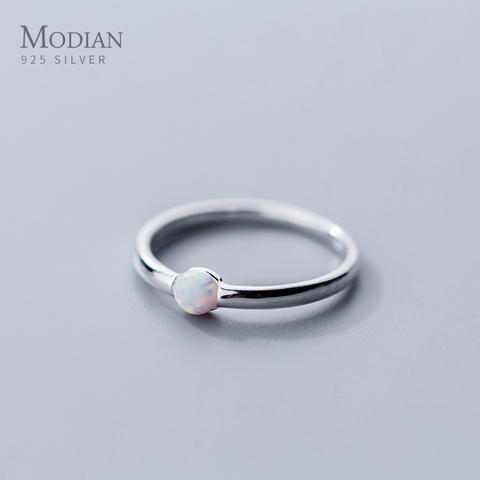 Modian Fashion Minimalist Colorful Opal for Women Authentic 925 Sterling Silver Simple Ring Korea Style Fine Jewelry Accessories ► Photo 1/5