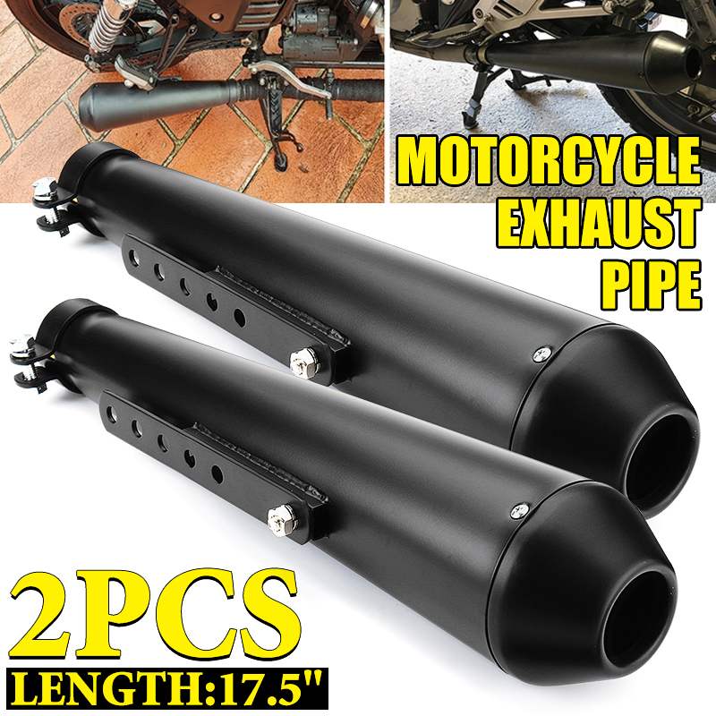 Universal Motorcycle Exhaust Pipe Cafe Racer Modified Tail Exhaust System with Sliding Bracket Matte For Honda/Yamaha/Suzuki ► Photo 1/6