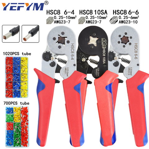 Tubular terminal crimping tools mini electrical pliers HSC8 10SA/6-4 0.25-10mm2 23-7AWG 6-6A 0.25-6mm2 high precision clamp set ► Photo 1/6